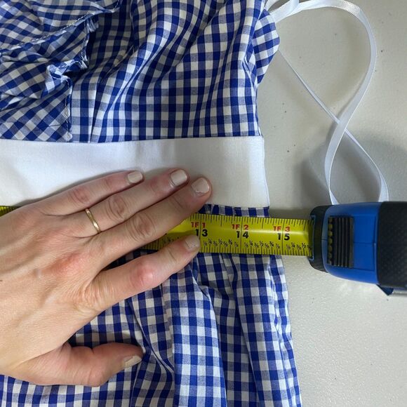 Britt Ryan blue white gingham check sleeveless ruffle summer rush mini dress 6 - Picture 7 of 10